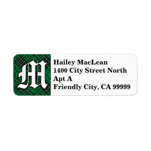 Regal Clan MacLean Hunting Tartan Monogram Label