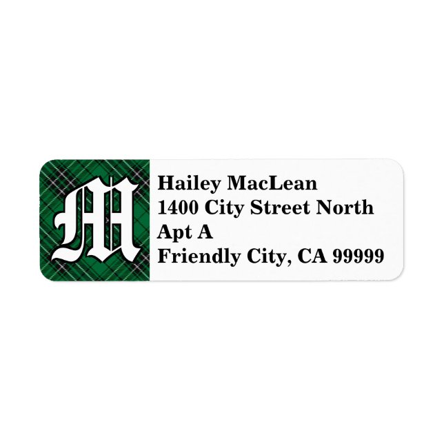 Regal Clan MacLean Hunting Tartan Monogram Label (Front)