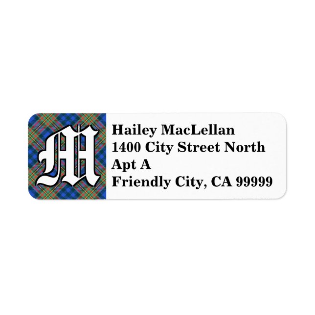 Regal Clan MacLellan Tartan Monogram Label (Front)