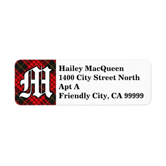 Regal Clan MacQueen Tartan Monogram Label (Front)