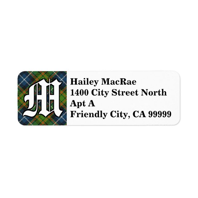 Regal Clan MacRae Tartan Monogram Label (Front)
