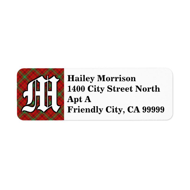 Regal Clan Morrison Tartan Monogram Label (Front)