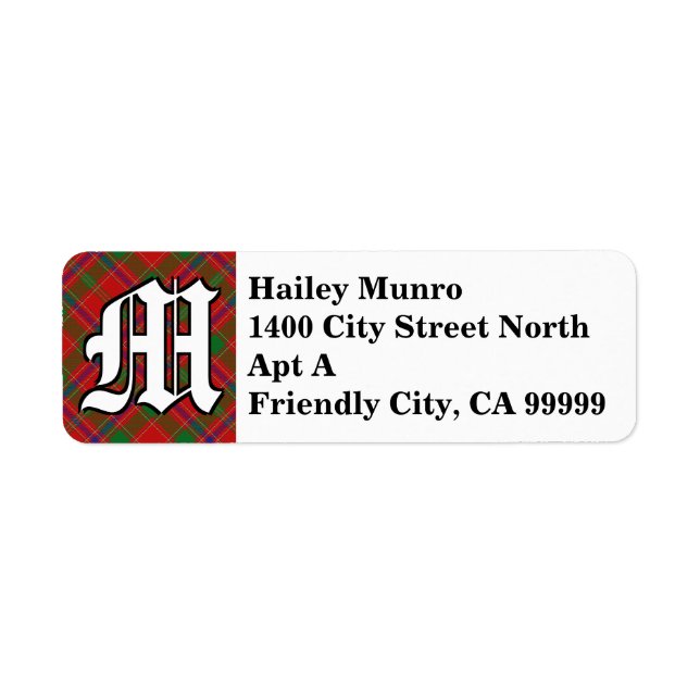 Regal Clan Munro Tartan Monogram Label (Front)