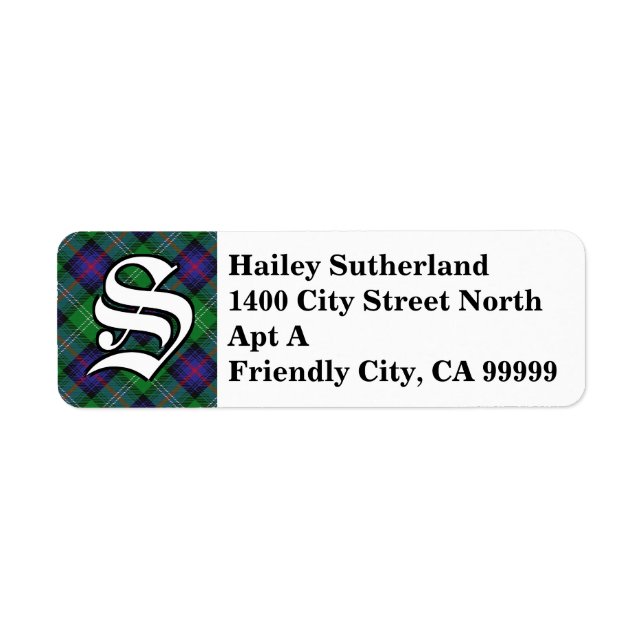 Regal Clan Sutherland Tartan Monogram Label (Front)