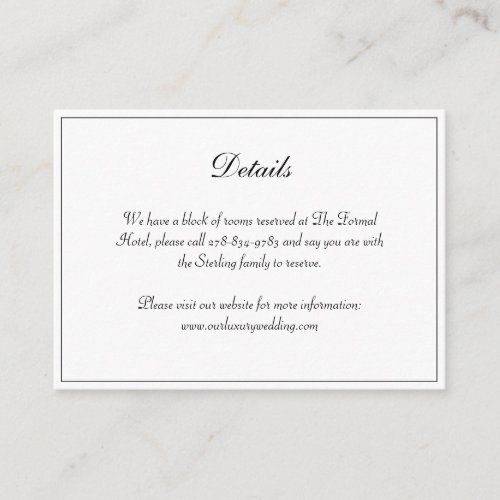 Regal Classic Formal Monogram Crest Wedding Detail Enclosure Card