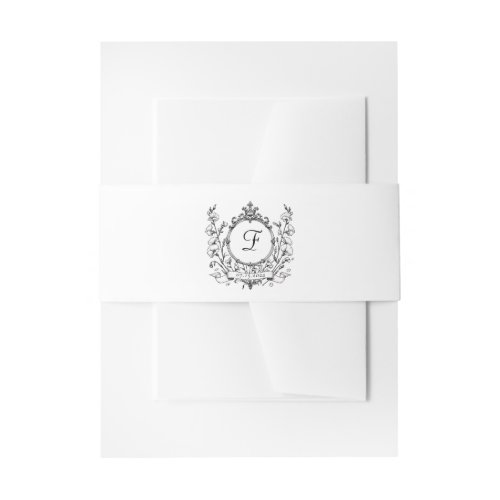 Regal Classic Formal Wedding Monogram Crest  Invitation Belly Band