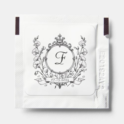 Regal Classic Monogram Crest Wedding Favor  Hand Sanitizer Packet