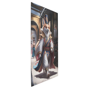 Regal Corgi in Traditional Royal Robe on Fashion Metal Print