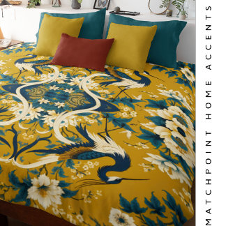 Regal Crane Garden Duvet Cover