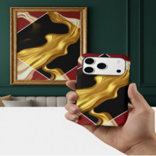 Regal Crimson Diamond: Liquid Gold Flow Luxury  iPhone 17 Pro Case