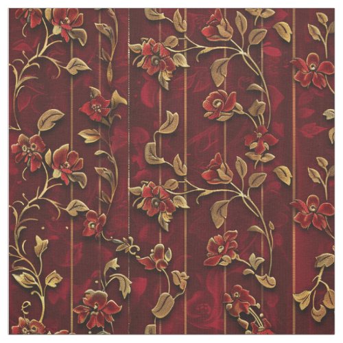 Regal Crimson Velvet with Golden Floral Fabric