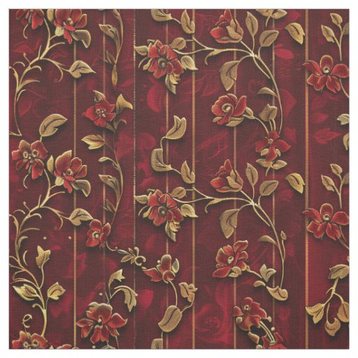 Regal Crimson Velvet with Golden Floral Fabric