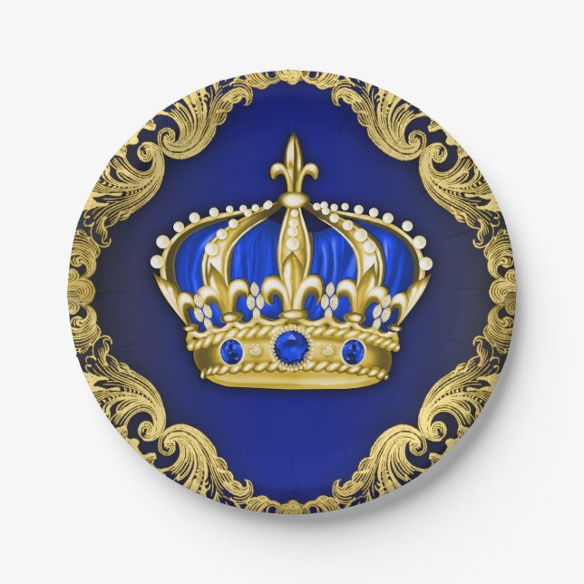Regal Crown Royal Baby Shower Paper Plates (Front)