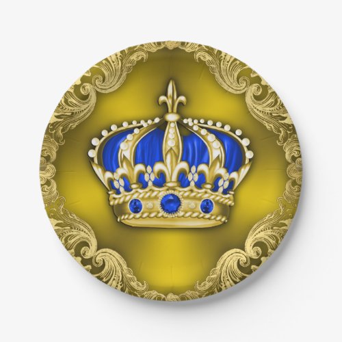 Regal Crown Royal Blue Prince Baby Shower Paper Plates