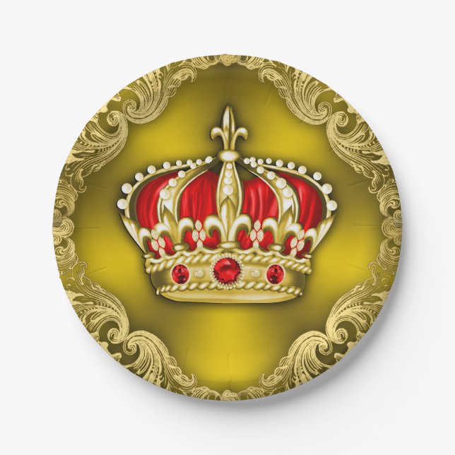 Regal Crown Royal Prince Baby Shower Paper Plates (Front)