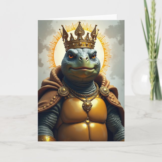 Regal Crowned Turtle Birthday Card (Front)