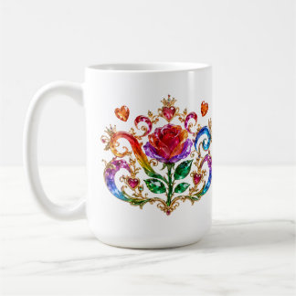 Regal Crystal Rose Diamond Crown Queen  Coffee Mug