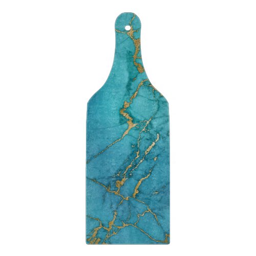 Regal Decorative Marble Inspired Ocean Blue Gold Cutting Board