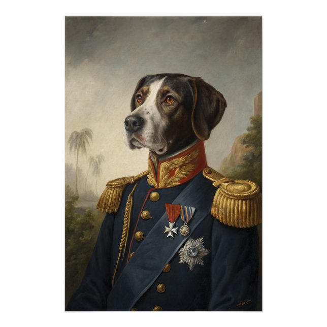 Regal Dog General Portrait Custom Digital Vintage Poster (Front)