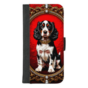 Regal Dog Portrait with Lavish Gold Frame iPhone 8/7 Plus Wallet Case