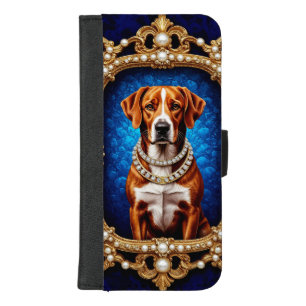 Regal Dog Portrait with Lavish Gold Frame iPhone 8/7 Plus Wallet Case