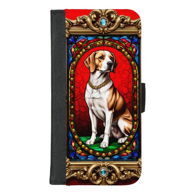 Regal Dog Portrait with Lavish Gold Frame iPhone Wallet Case (Front)