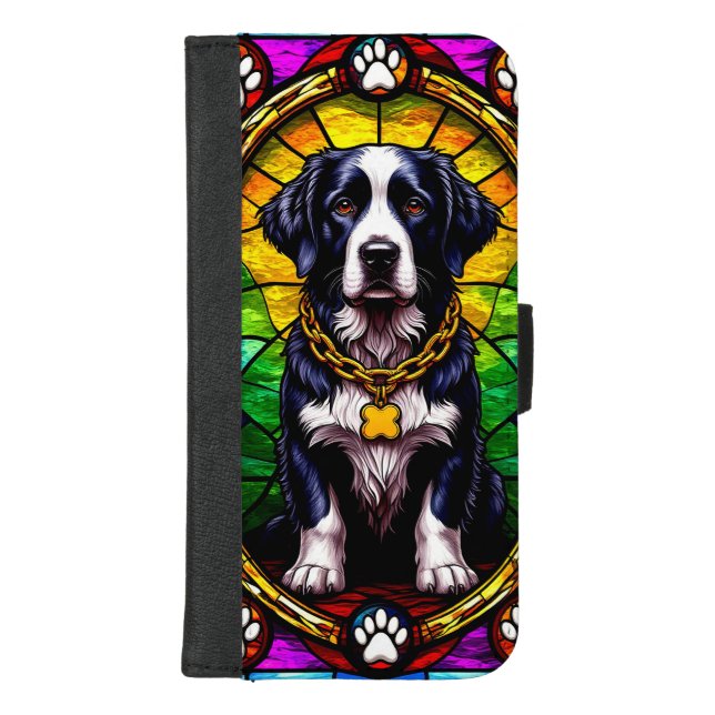 Regal Dog Portrait with Lavish Gold Frame iPhone Wallet Case (Front)