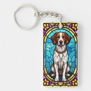 Regal Dog Portrait with Lavish Gold Frame Keychain