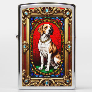 Regal Dog Portrait with Lavish Gold Frame Zippo Lighter