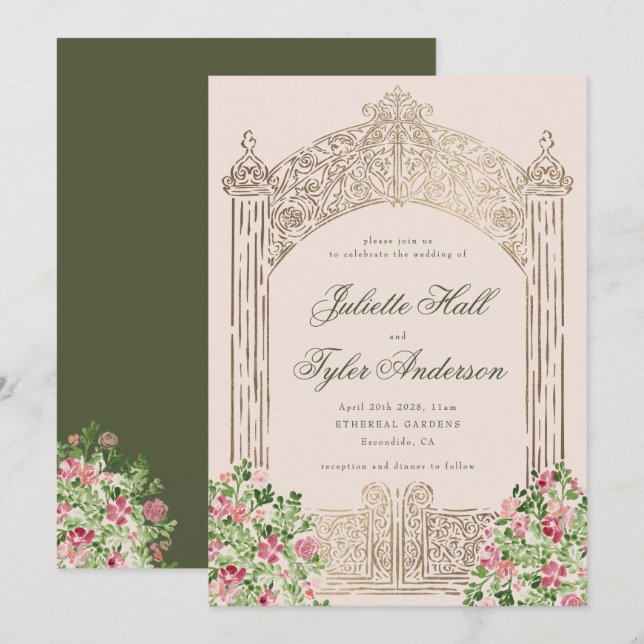 Regal Doors Elegant Faux Foil Wedding Invitation (Front/Back)