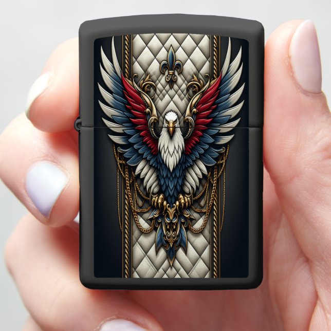 Regal Eagle Leather-Style Elite Zippo Lighter (In Hand)