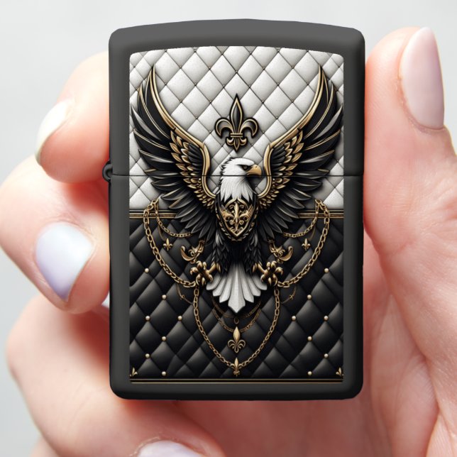 Regal Eagle Leather-Style Gold Zippo Lighter (In Hand)