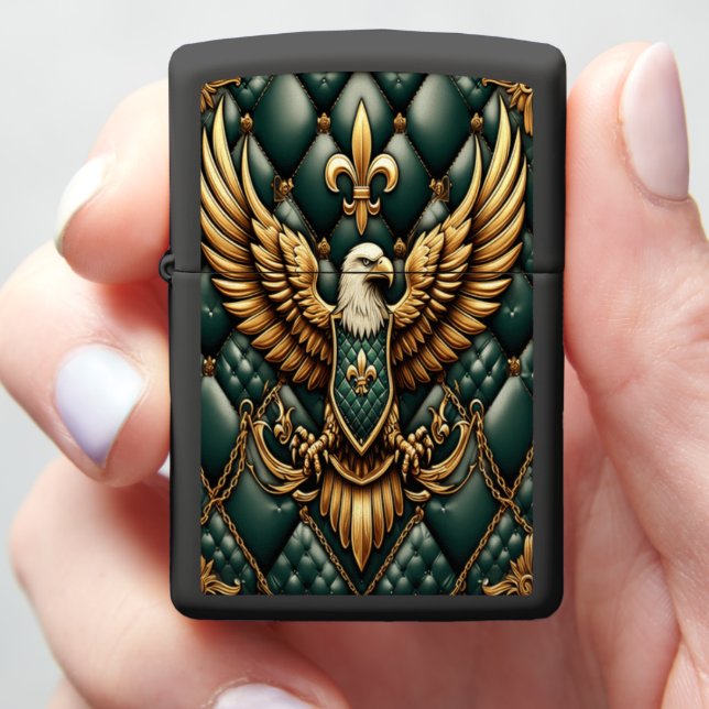 Regal Eagle Leather-Style Luxe Zippo Lighter (In Hand)