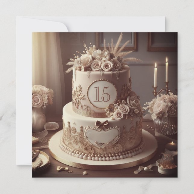 REGAL EDITABLE WEDDING ANNIVERSARY CAKE INVITATION (Front)