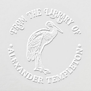 Regal Egret Bird Library Book Name Embosser