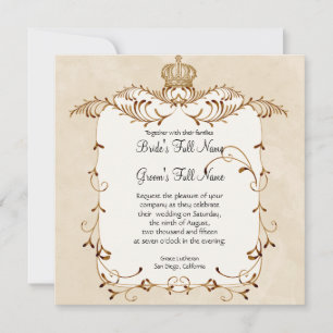Regal Egrets, Swirls & Damask - Wedding Invitation