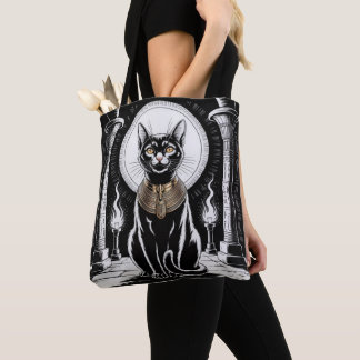Regal Egyptian Black Cat Art Tote Bag