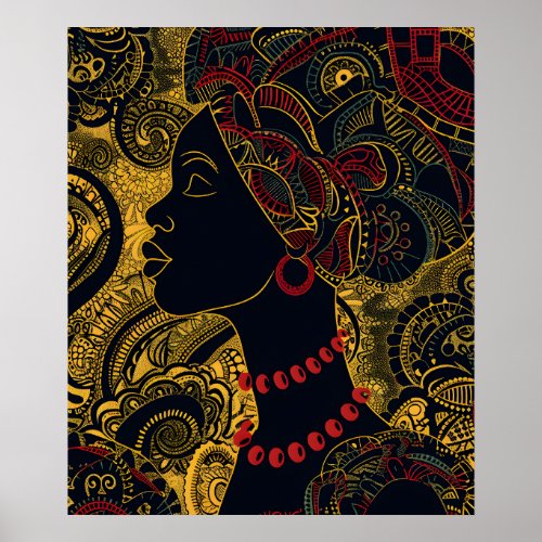 Regal Elegance African American Queen Poster