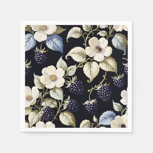 Regal Elegance Blackberry & Blooms Napkins (Front)