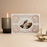 Regal Embellished Save The Date Photo Frame Foil Invitation<br><div class="desc">This photo save the date features intricate hand-drawn ornamental foliage that surrounds the text and photo.</div>