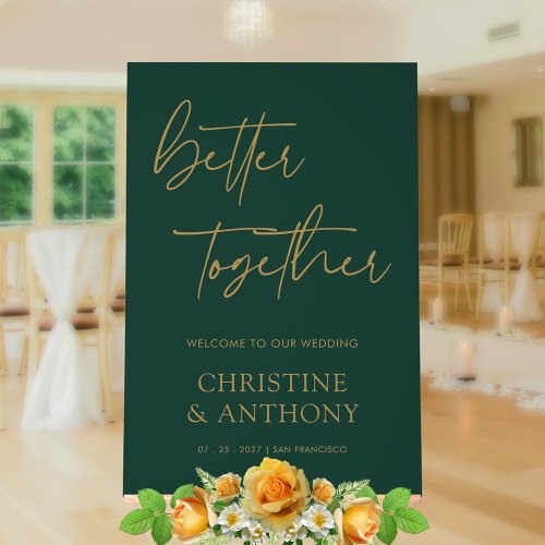 Regal Emerald Green  Gold Better Together Wedding Acrylic Sign