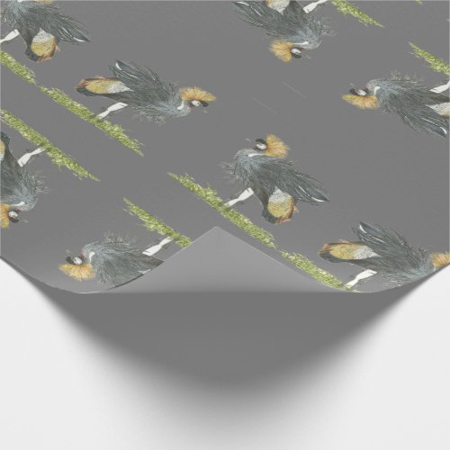 Regal Endangered Grey Crown Crane Wrapping Paper