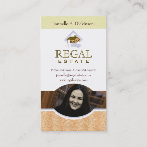 Customizable Regal Estate Photo Business Cards