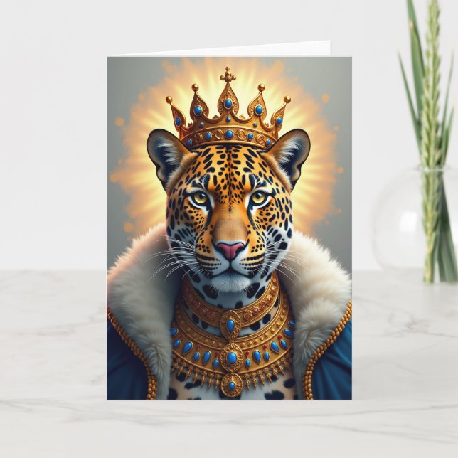 Regal Feline Crown Birthday Card (Front)