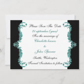 regal flourish black and aqua  save the date (Back)