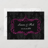 regal flourish black and pink damask thank you postcard (Front/Back)