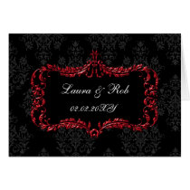 regal flourish black and red damask thank you
