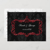 regal flourish black and red  save the date announcement postcard (Front/Back)