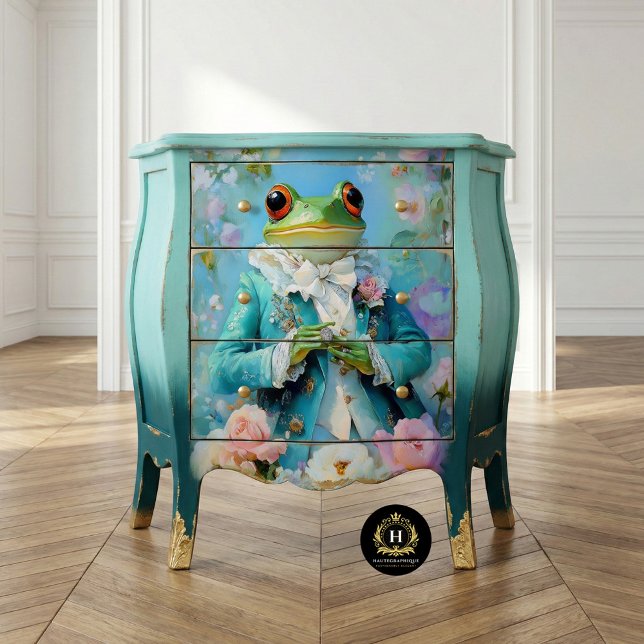 Regal Frog Floral Blue Attire Wedding Decoupage Tissue Paper (Creator Uploaded)