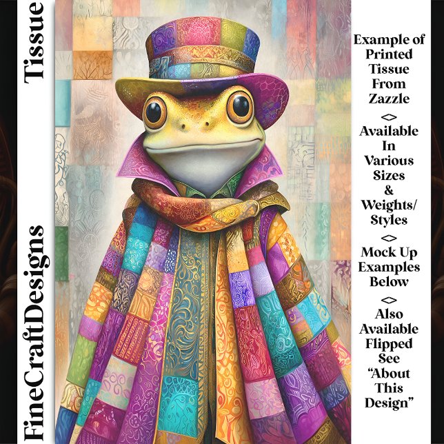 Regal Frog In Rainbow Cloak & Hat DL9R Decoupage Tissue Paper (Creator Uploaded)